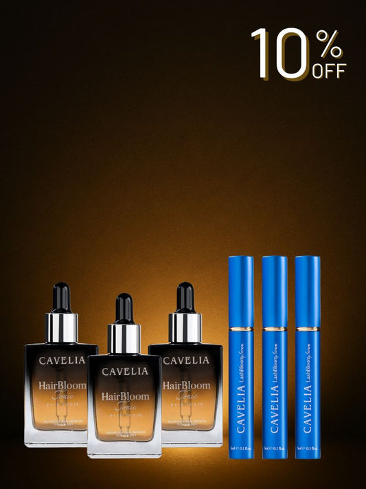 CAVELIA Bundle Pack (3 Hair Tonic + 3 Eyelash)